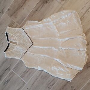 Xhileration Sleeveless Lace Top Small White Sheer Tank Peplum Office Party Light